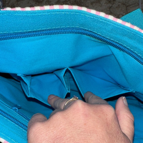 Braciano Pink and Teal Striped Bag - Picture 6 of 13